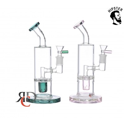 WATER PIPE HIPSTER INLINE PERC W/ INVERTED & UPSIDE DOWN SQUARE CYLINDER PERC WP1892 1CT